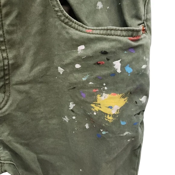Men's Purple Brand Olive Green w/ Paint Splatters Streetwear Jeans
